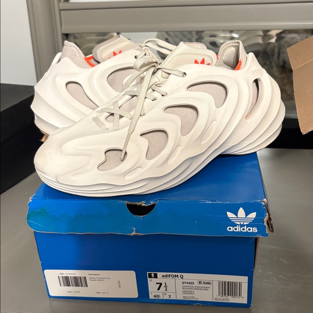 Adidas Cream and Orange adiFOM Q Sneakers